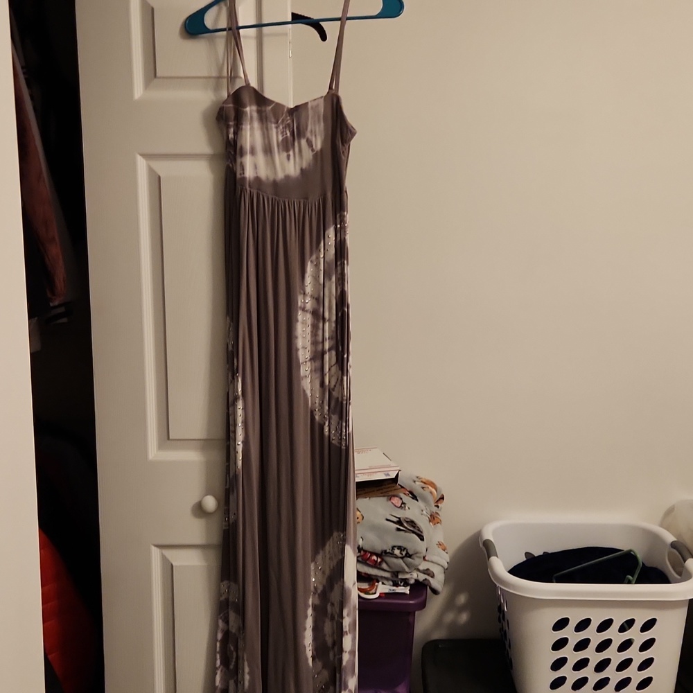 INC International Concepts Gray and White Maxi Dress